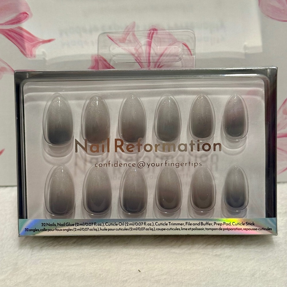 Nail Reformation Gray Ombre Almond Press On Nails 32 Piece‎ Set